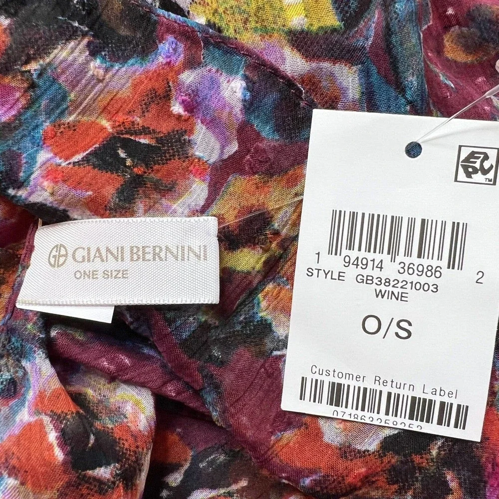 Giani Bernini Watercolor Floral Wrap Wine‎ New